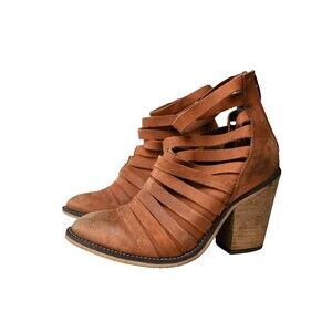 Free People Hybrid Boots Womens 36 US 6 Strappy Distressed Brown Nubuck Shoes